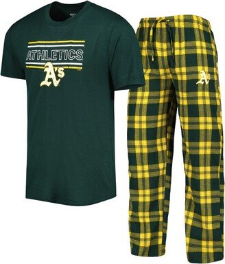 Men's Concepts Sport Green and Gold Oakland Athletics Badge T-shirt and Pants Sleep Set - Green, Gold