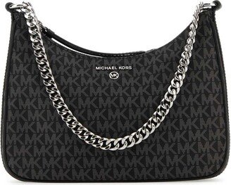 Monogram-Printed Zipped Dual-Handle Bag