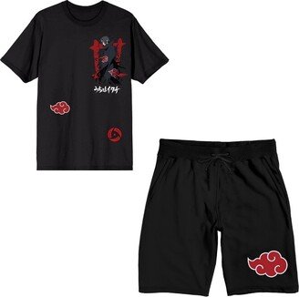 Naruto Akatsuki Clan Men's Short Sleeve Shirt & Sleep Shorts Set-Medium