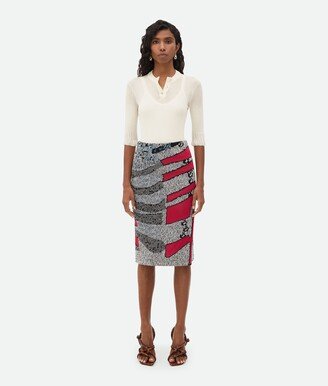 Graphic Viscose Jacquard Midi Skirt