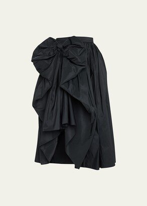 Bow Drape Pleated Midi Skirt