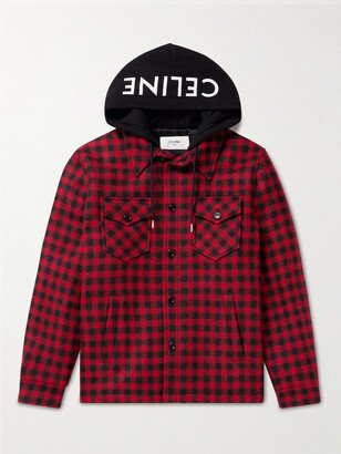 Padded Checked Wool and Mohair-Blend Hooded Overshirt