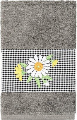 Daisy Embellished Hand Towel - Dark Gray