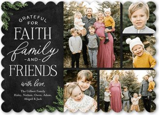 Holiday Cards: Faith And Family Religious Christmas Card, Black, 5X7, Religious, Pearl Shimmer Cardstock, Scallop