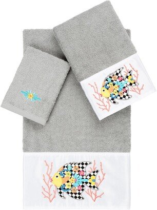 Feliz 3-Piece Embellished Towel - Light Gray