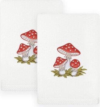 Linum Home Textiles Spring Mushrooms Embroidered Luxury 100% Turkish Cotton Hand Towels, Set of 2, 30