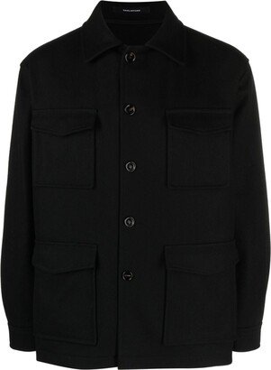 Spread-Collar Virgin Wool Blend Shirt Jacket