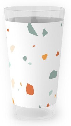 Outdoor Pint Glasses: Terrazzo - Green And Orange On Cream Outdoor Pint Glass, Beige