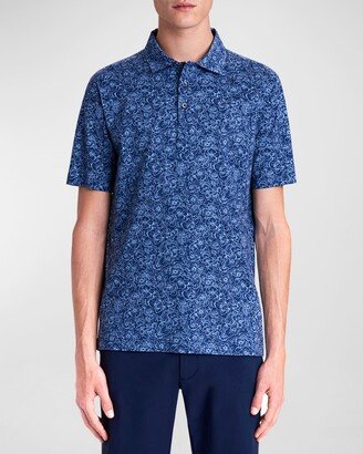 Men's Floral-Print Performance Polo Shirt