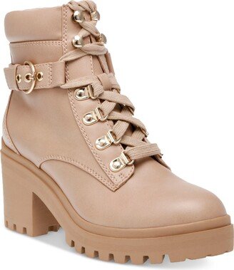 Wild Pair Women's Bridgitt Lace-Up Side-Zip Lug-Sole Booties, Created for Macy's