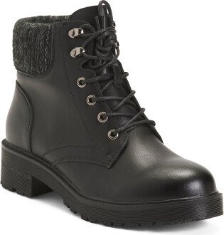 Leather Lace Up Booties for Women-AE