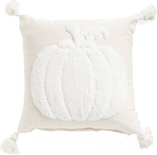 20x20 Textured Pumpkin Tassel Pillow