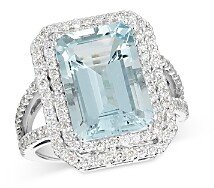 Aquamarine & Diamond Statement Ring in 14K White Gold - 100% Exclusive