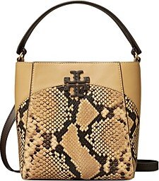 McGraw Small Snake Embossed Bucket Bag