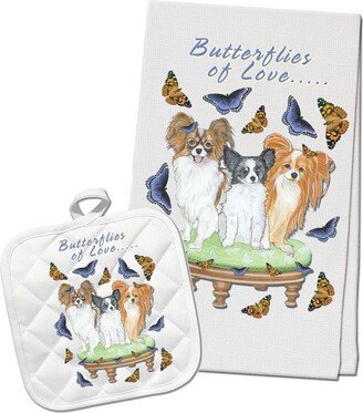 Papillon Kitchen Dish Towel & Pot Holder Gift Set