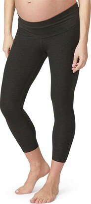 Maternity Empire Waisted Spacedye Capri Leggings (Darkest Night) Women's Casual Pants