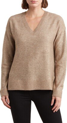 Sequin V-Neck Tunic Sweater