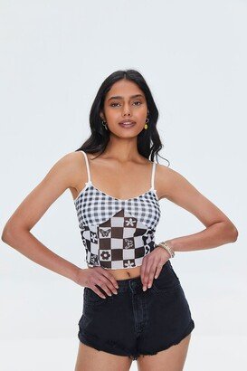 Mixed Plaid Mesh Cami