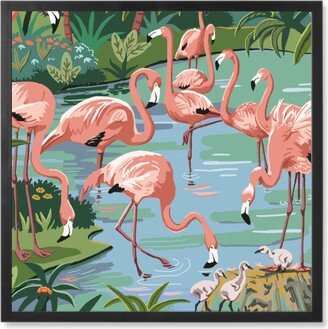 Photo Tiles: Flamingo Lagoon - Multi Photo Tile, Black, Framed, 8X8, Multicolor