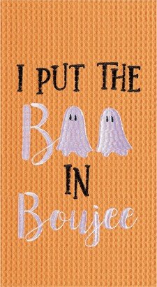 Boo In Boujee Ghost Embroidered Cotton Halloween Waffle Weave Kitchen Towel