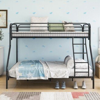 Heavy Duty Twin-Over-Full Metal Bunk Bed, Easy Assembly with Enhanced Upper-Level Guardrail