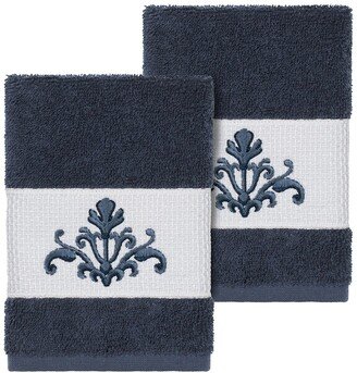 Scarlet Embellished Washcloth - Set of 2 - Midnight Blue