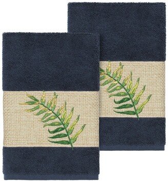 Zoe Embellished Hand Towel - Set of 2 - Midnight Blue