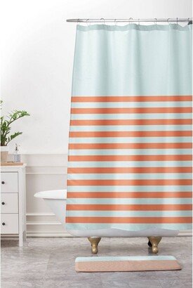 June Journal Beach Striped Shower Curtain Blue/Orange