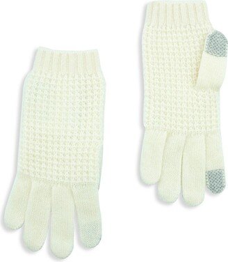 Waffle Stitch Cashmere Touchscreen Gloves