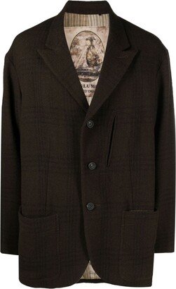 Peak-Lapels Check-Pattern Blazer