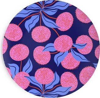 Salad Plates: Marigold Pinwheels On Navy Salad Plate, Multicolor