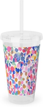 Travel Mugs: Lighthearted Pastel - Multi Acrylic Tumbler With Straw, 16Oz, Multicolor