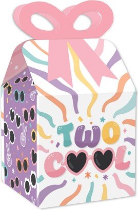 Big Dot Of Happiness Two Cool - Girl - Square Boxes - Pastel 2nd Birthday Party Bow Boxes - Set of 12