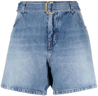 Belted Denim Shorts-AD