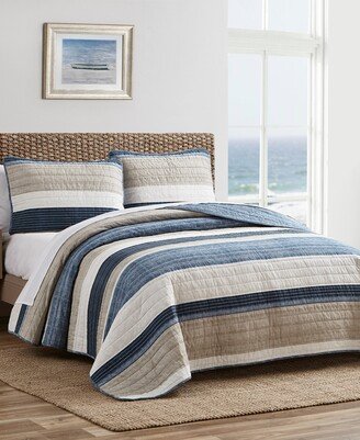 Ridgeport Blue Cotton Reversible 2 Piece Quilt Set, Twin