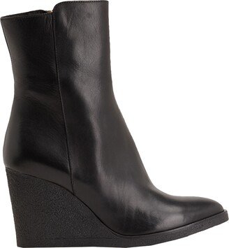 Leather Round-toe Platform Ankle Boot Ankle Boots Black