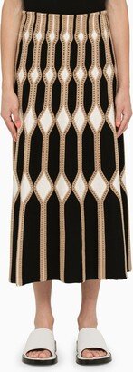 Multicoloured geometric pattern midi skirt