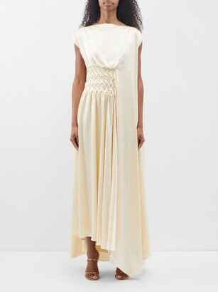 Kleo Braided-waist Draped Satin Dress