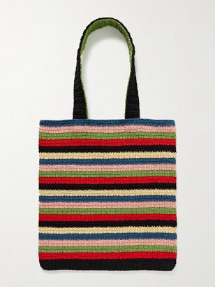 Village Striped Crocheted Cotton Tote Bag