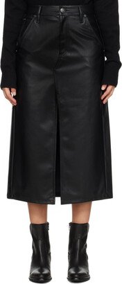 Black Sid Faux-Leather Midi Skirt