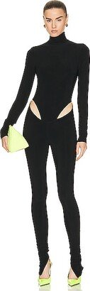 Hip Cut Out Turtleneck Jumpsuit in Black