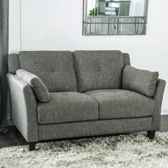 Yeca Mid-century Grey Linen Fabric Upholstered Loveseat