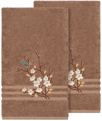 Spring Time Embellished Bath Towel - Set of 2 - Latte