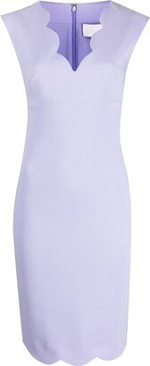 Scallop-Edge Midi Dress