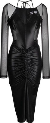 V-Emblem cut-out midi dress