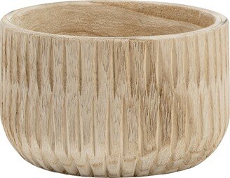 Wood, 8 Ridged Bowl, Natural, Round, 5.1H, Solid Color - 7.87 x 7.87 x 5.1