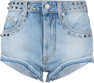 Stud-Embellished Denim Shorts