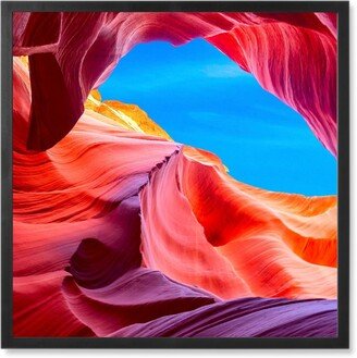 Photo Tiles: Antelope Canyon Photo Tile, Black, Framed, 8X8, Red