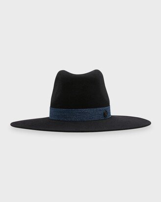 Eliza Denim Ribbon Wool Felt Fedora