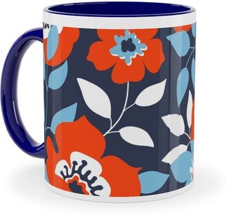 Mugs: Wild Roses - Multi Ceramic Mug, Blue, 11Oz, Blue